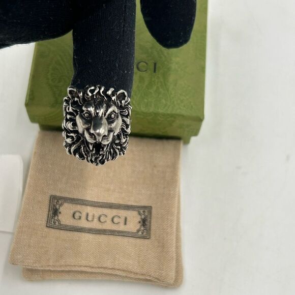 Gucci iconic Lionhead Sterling silver ring made in Italy size 10 - Picture 6 of 7